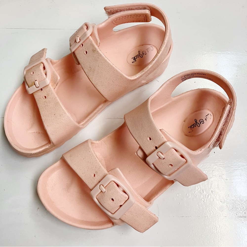 Summer Beach Casual CAT & JACK Girls Double Buckle Silicone Sandals SZ 11 Pink